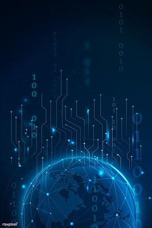 Futuristic Digital Globe with Circuit Board Traces and Binary Code Streams HD phone wallpaper