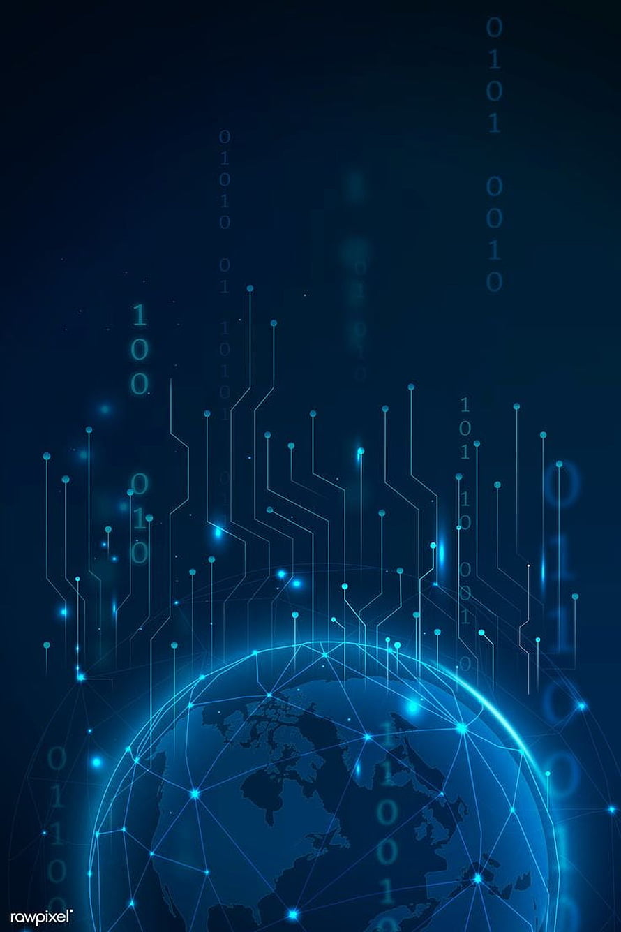 Futuristic Digital Globe with Circuit Board Traces and Binary Code Streams HD phone wallpaper