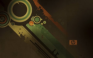 HP Artist Edition Abstract Grunge Wallpaper with Geometric Circles and Muted Earth Tones HD wallpaper