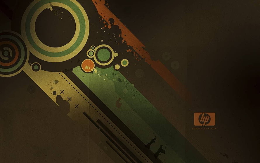 HP Artist Edition Abstract Grunge Wallpaper with Geometric Circles and Muted Earth Tones HD wallpaper