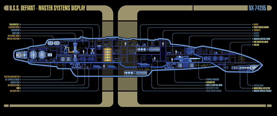 Star Trek USS Defiant Master Systems Display Blueprint HD wallpaper