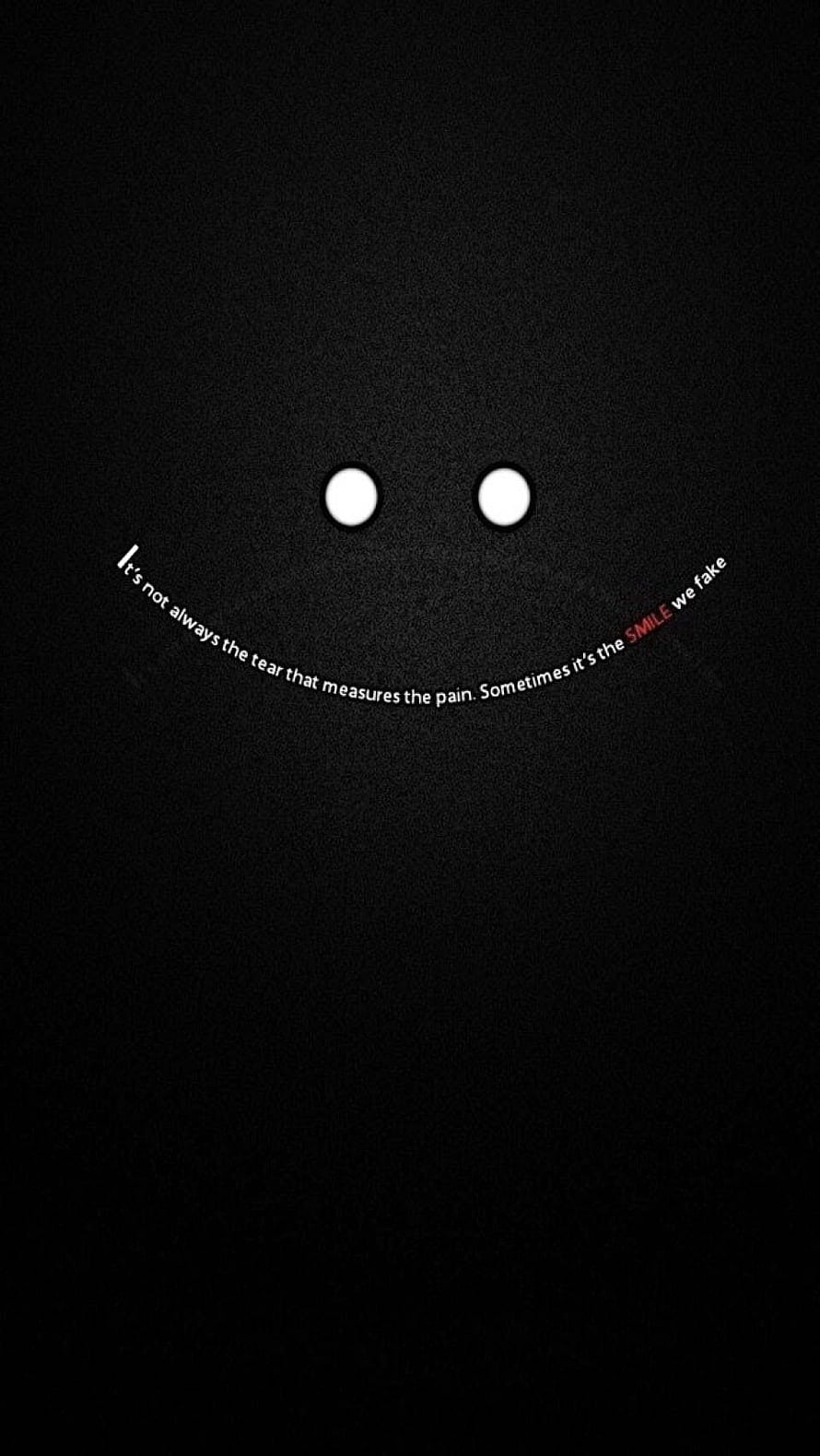 Minimalist Sad Smile Face with Emotional Quote on Black Background HD phone wallpaper