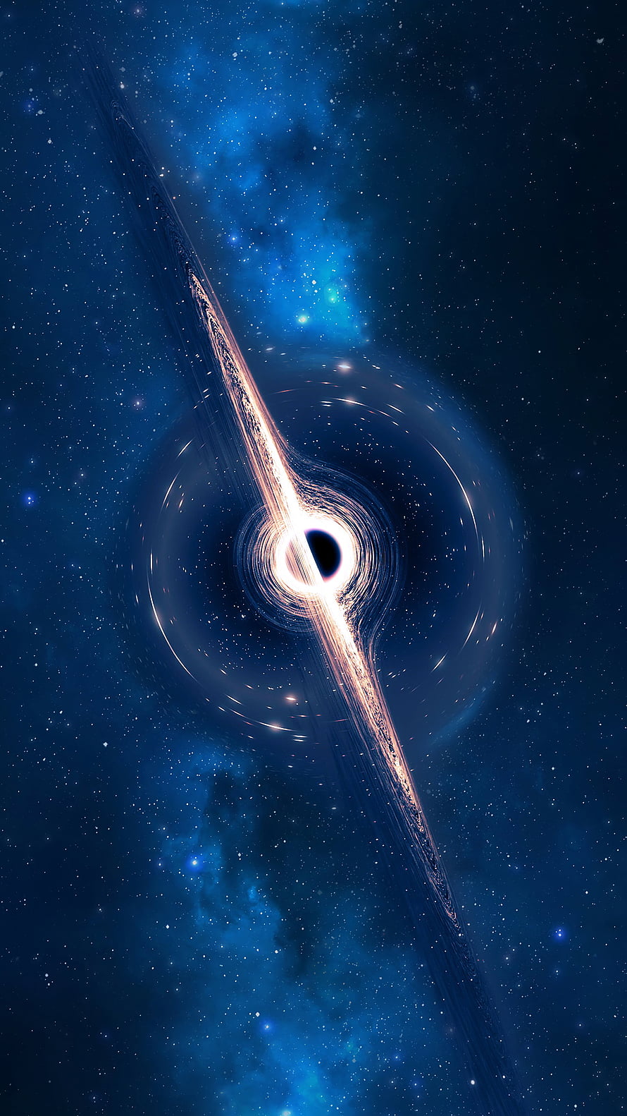 Stunning Black Hole with Glowing Accretion Disk and Relativistic Jets in Deep Space HD phone wallpaper