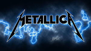 Metallica Band Logo Set Against Dramatic Blue Lightning Storm Clouds HD wallpaper