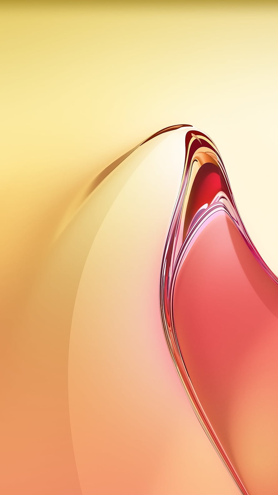 Abstract 3D Render of Glossy Liquid Metal Wave in Warm Sunset Gradient HD phone wallpaper