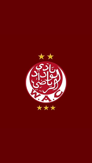 Wydad AC Club Emblem With Gold Stars On Deep Maroon Background HD phone wallpaper