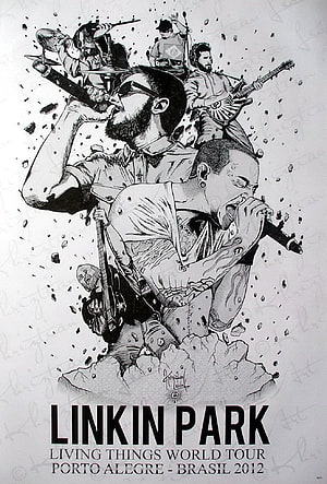 Linkin Park Living Things World Tour Concert Poster Illustration HD phone wallpaper