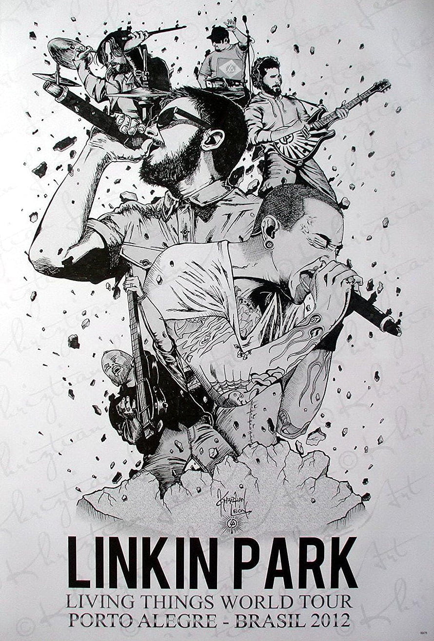 Linkin Park Living Things World Tour Concert Poster Illustration HD phone wallpaper