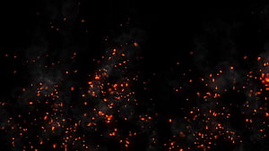 Glowing Orange Embers and Sparks Floating in Dark Smoke HD wallpaper