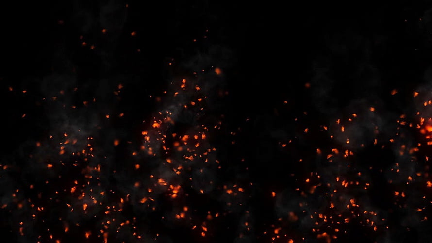 Glowing Orange Embers and Sparks Floating in Dark Smoke HD wallpaper