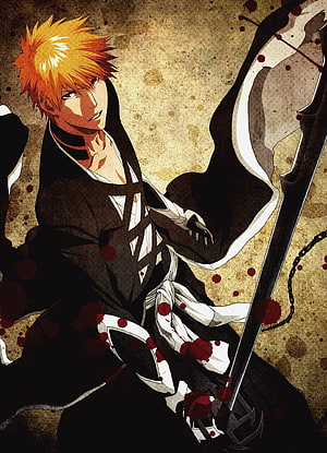 Ichigo Kurosaki Bankai Form in Bleach Anime Illustration HD phone wallpaper