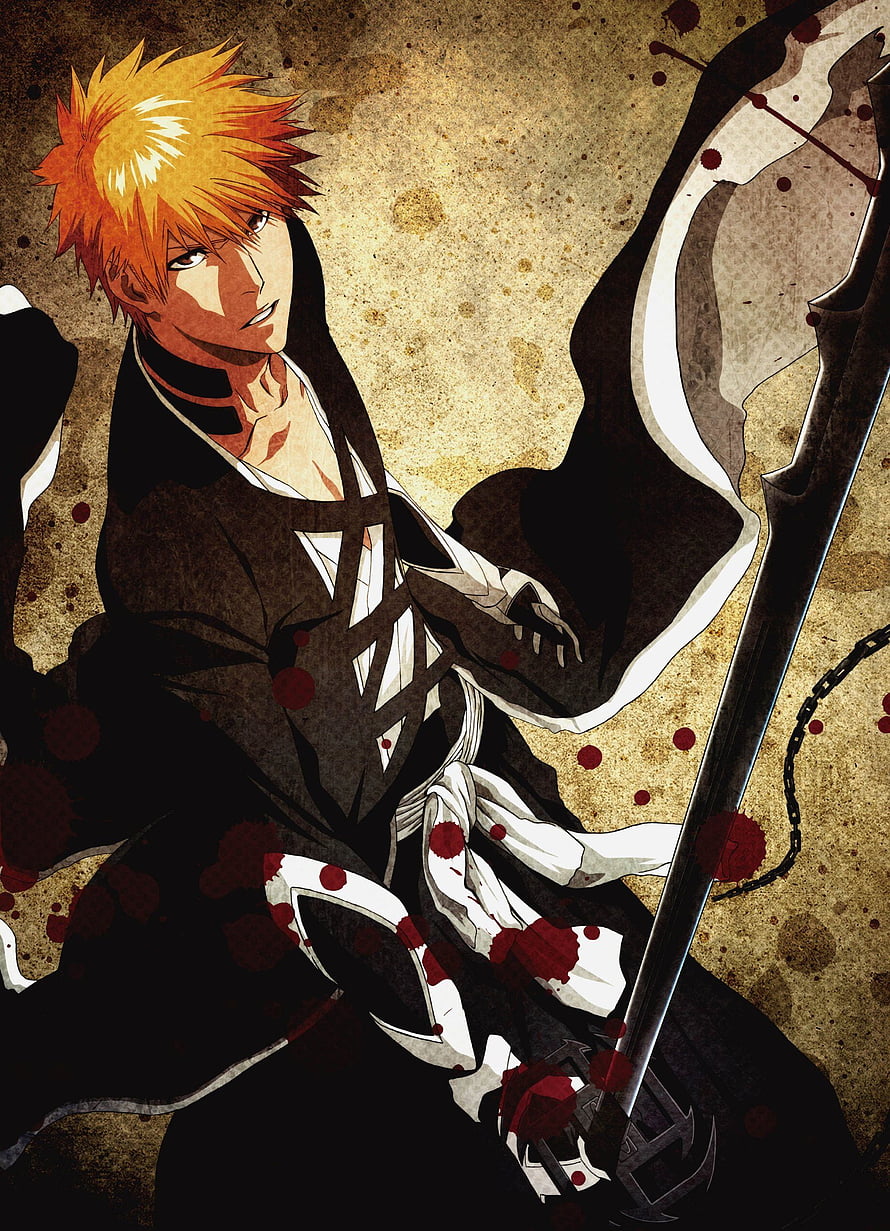 Ichigo Kurosaki Bankai Form in Bleach Anime Illustration HD phone wallpaper