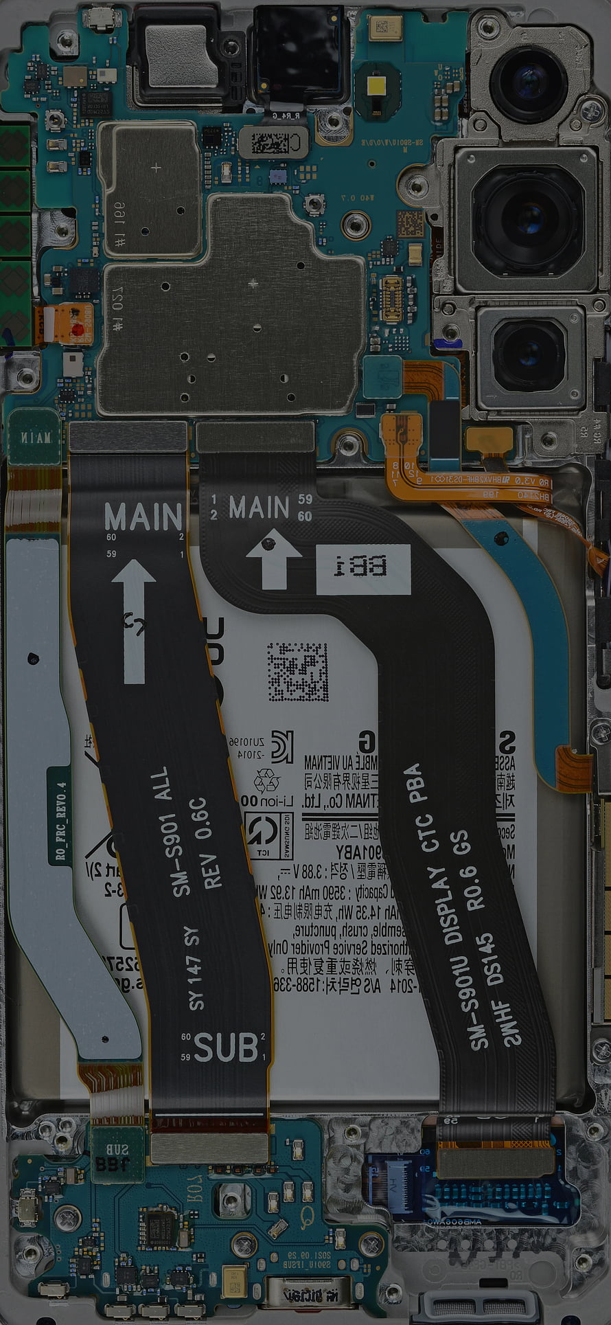 Samsung Galaxy S21 Ultra Internal Motherboard and Battery Components HD phone wallpaper