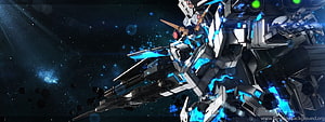 Gundam Mecha in Deep Space with Blue Energy Glow and Starfield Background HD wallpaper
