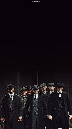 Peaky Blinders Shelby Gang Walking in Dark Coats and Flat Caps HD phone wallpaper