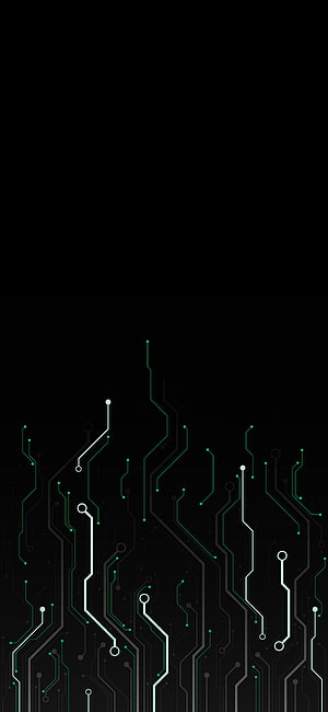 Abstract Green Circuit Board Pattern On Black Background HD phone wallpaper