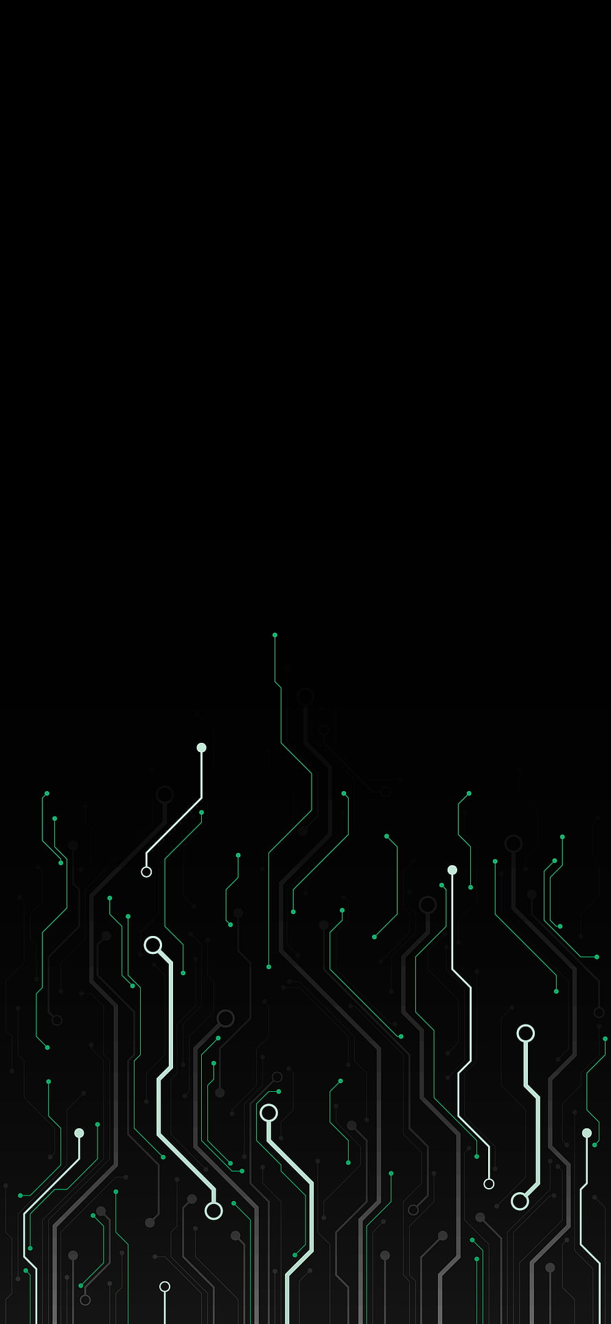 Abstract Green Circuit Board Pattern On Black Background HD phone wallpaper