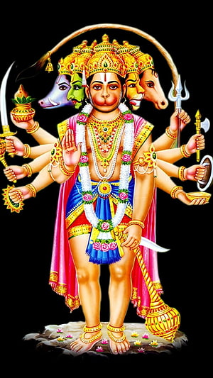 Panchamukha Hanuman Five-Headed Hindu Deity Wallpaper, Panchmukhi Hanuman, Panchmukhi, Hanuman HD phone wallpaper