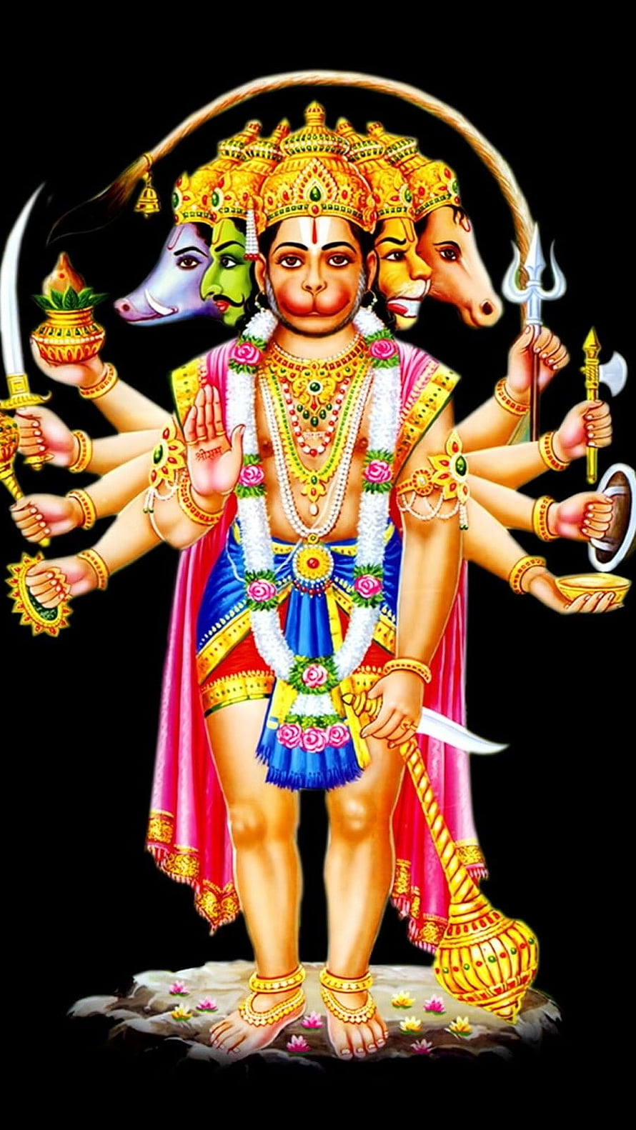 Panchamukha Hanuman Five-Headed Hindu Deity Wallpaper, Panchmukhi Hanuman, Panchmukhi, Hanuman HD phone wallpaper