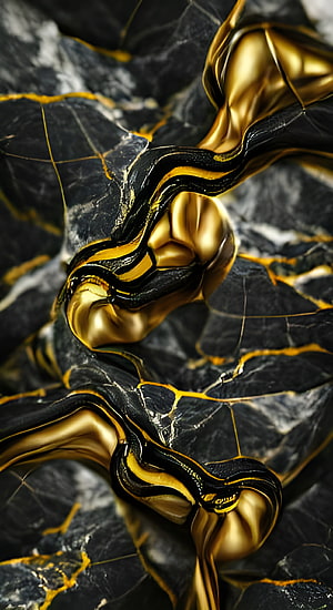 Luxurious Black and Gold Marble Texture with Fluid Metallic Veins HD phone wallpaper