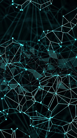 Cyan Geometric Network Nodes on Dark Background Abstract Digital Art HD phone wallpaper