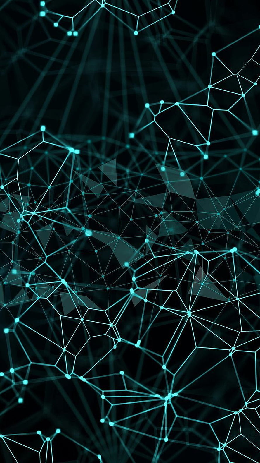 Cyan Geometric Network Nodes on Dark Background Abstract Digital Art HD phone wallpaper