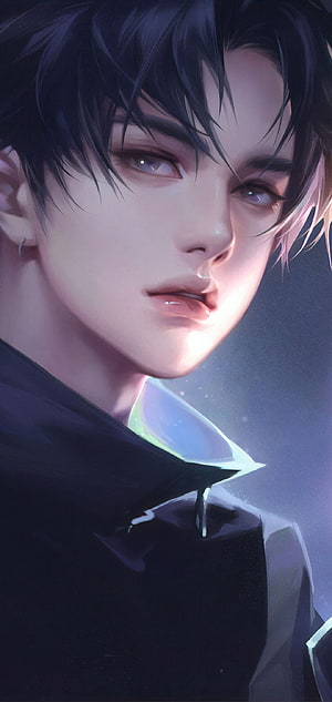 Portrait of a handsome young man with dark hair and glowing eyes in a dark fantasy style, Boy Anime Home Screen - Anime, Cool Boy Anime HD phone wallpaper