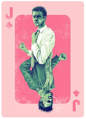 Tyler Durden Playing Card Design From Fight Club With Pink Background HD phone wallpaper
