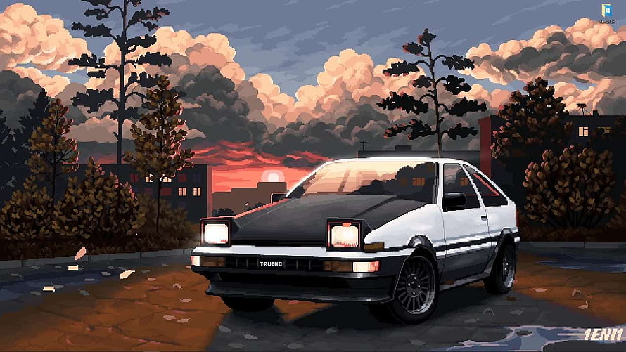 Pixel Art Toyota AE86 Trueno Sunset Wallpaper HD wallpaper