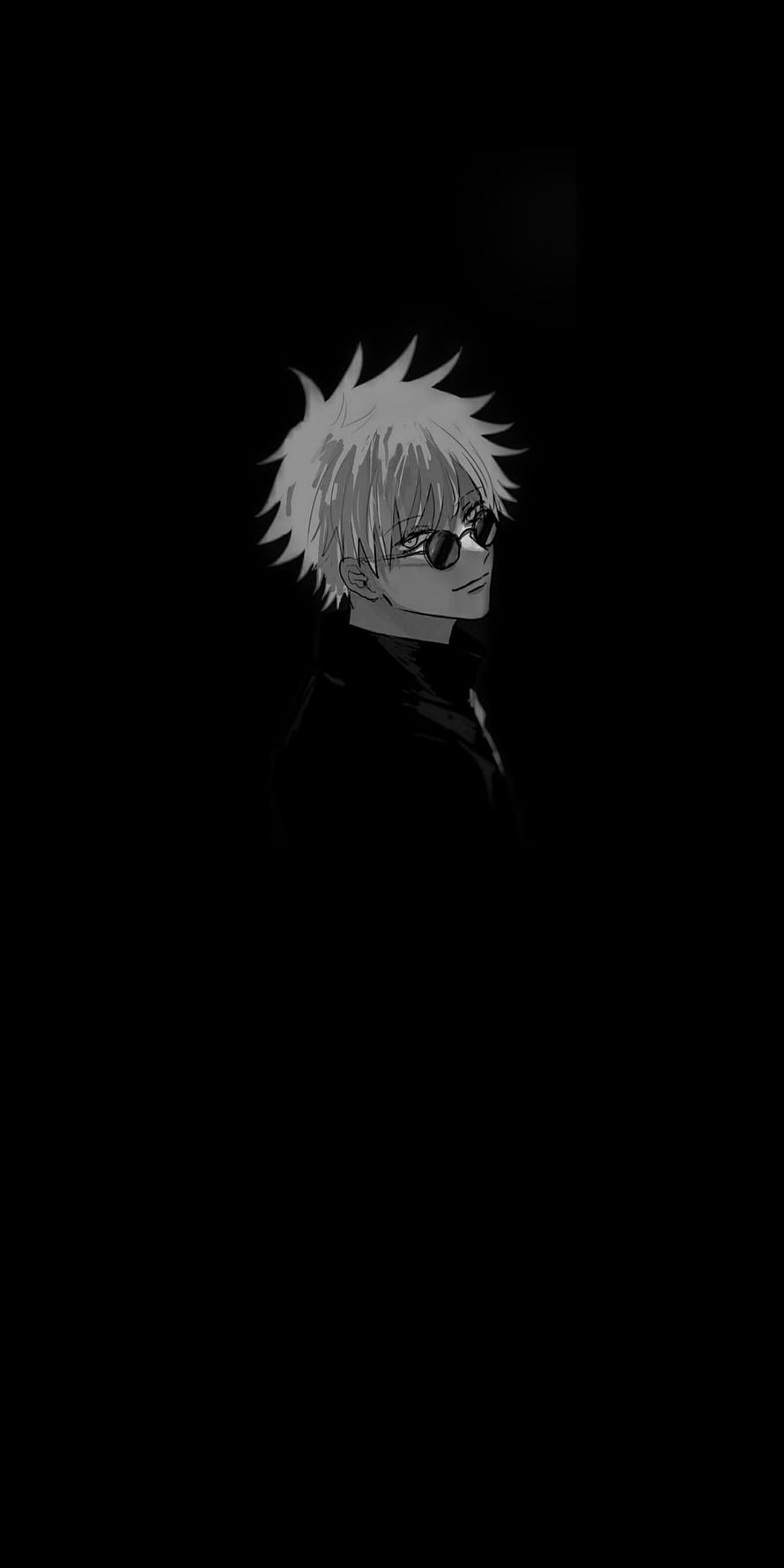 Gojo Satoru from Jujutsu Kaisen in a dark monochrome anime portrait HD phone wallpaper