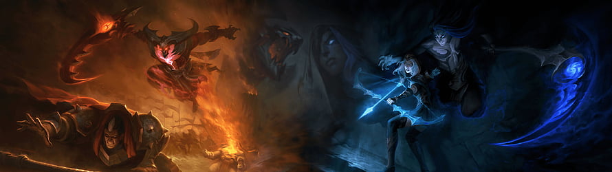 League of Legends Fire and Ice Champions Epic Fantasy Battle Artwork HD wallpaper