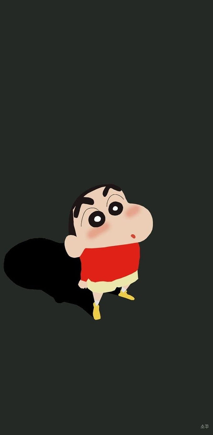 Crayon Shin-chan Anime Character Wallpaper - Shin Nohara in Red Shirt and Yellow Shorts HD phone wallpaper