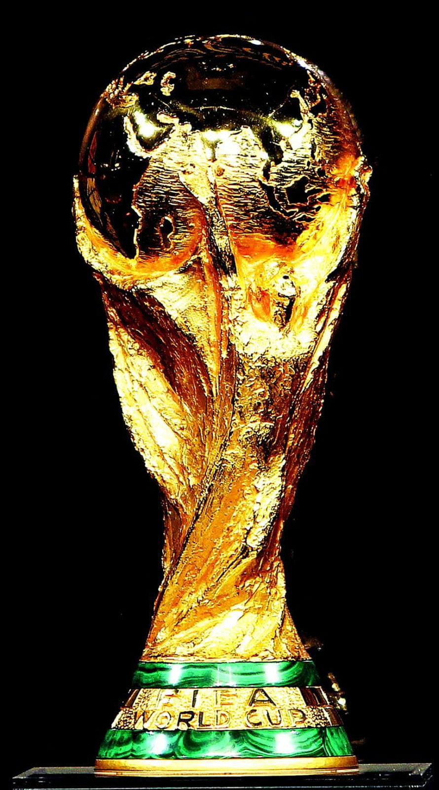 FIFA World Cup Trophy Golden Sculpture on Black Background HD phone wallpaper