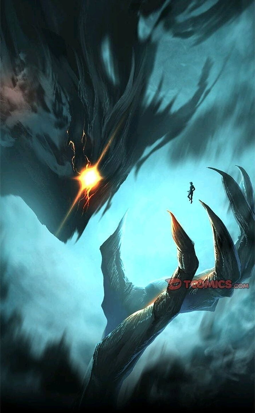 Her Summon Manhwa: Giant Claw Reaching for a Tiny Figure in a Dark Fantasy Scene HD phone wallpaper