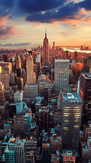 Empire State Building New York City Skyline Sunset HD phone wallpaper
