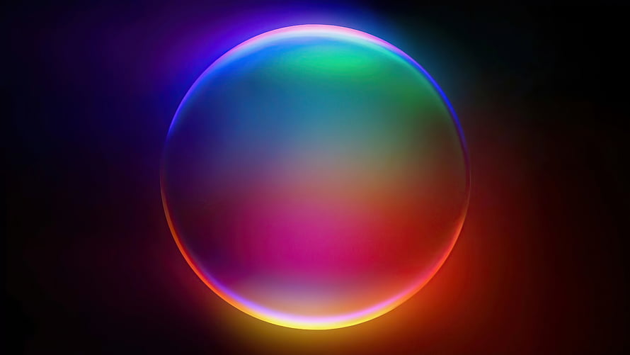 Vibrant Rainbow Gradient Sphere on Dark Background HD wallpaper