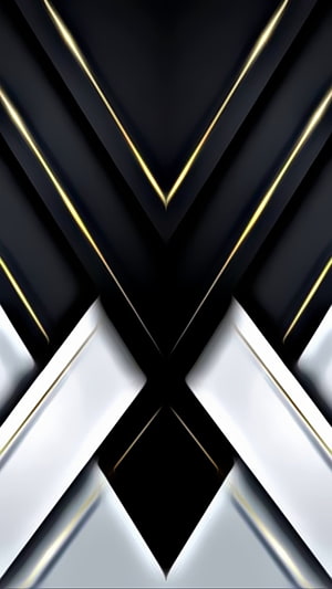 Abstract Geometric 3D Design with Black, White, and Gold Diagonal Lines HD phone wallpaper