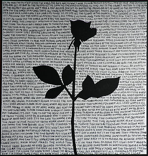 Depeche Mode Rose Silhouette Over Lyrics Text Background HD phone wallpaper