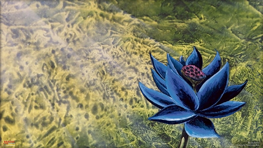 Black Lotus Magic The Gathering Card Artwork with Dark Blue Flower HD wallpaper