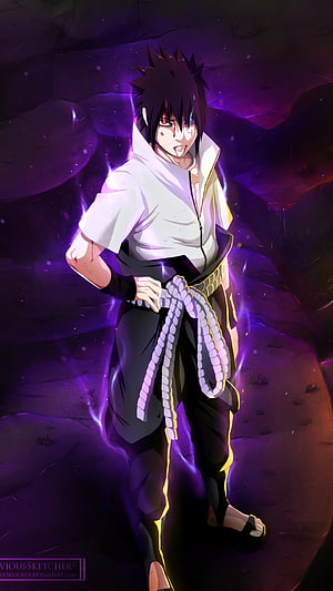 Obito Uchiha Anime Character Wallpaper With Purple Chakra Aura HD phone wallpaper