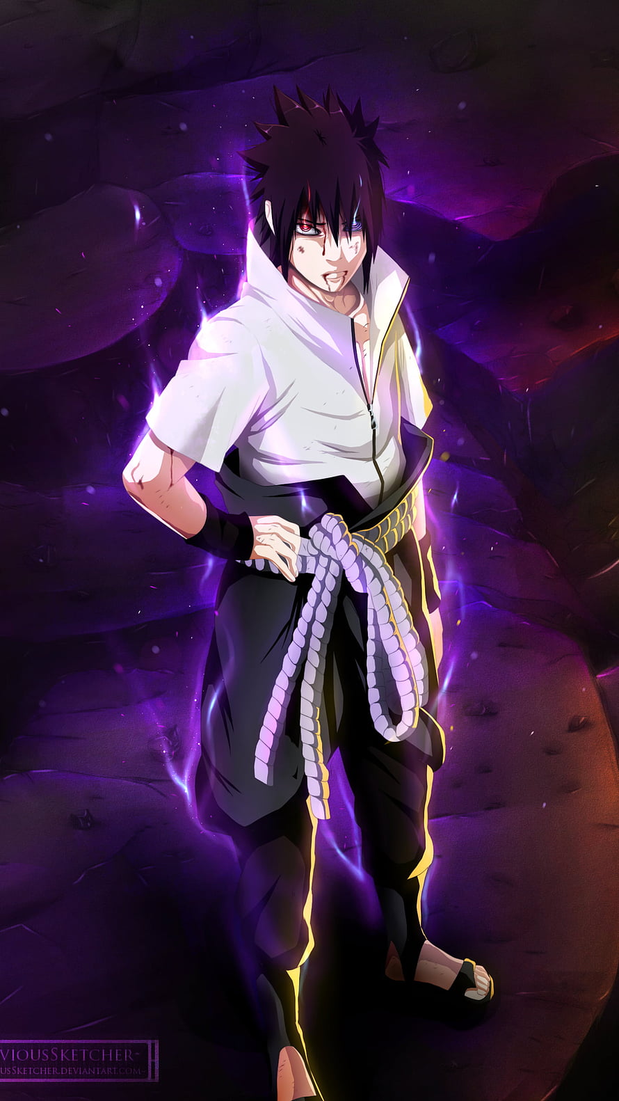 Obito Uchiha Anime Character Wallpaper With Purple Chakra Aura HD phone wallpaper