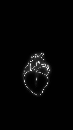 Minimalist Glowing White Line Art of a Human Heart on a Black Background, Fond écran pnl - #ecran #Fond #pnl. bebeefashiiion in 2019 HD phone wallpaper
