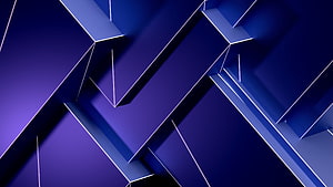 Abstract Geometric Blue Pattern with White Lines and 3D Depth HD wallpaper