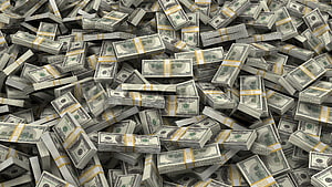 Piles of Bundled US Dollar Bills Stacked in a Massive Heap of Cash HD wallpaper