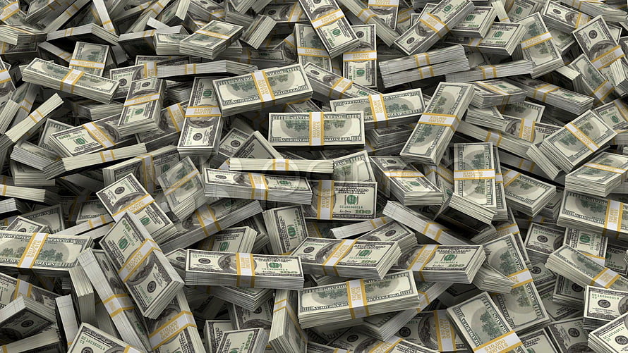 Piles of Bundled US Dollar Bills Stacked in a Massive Heap of Cash HD wallpaper