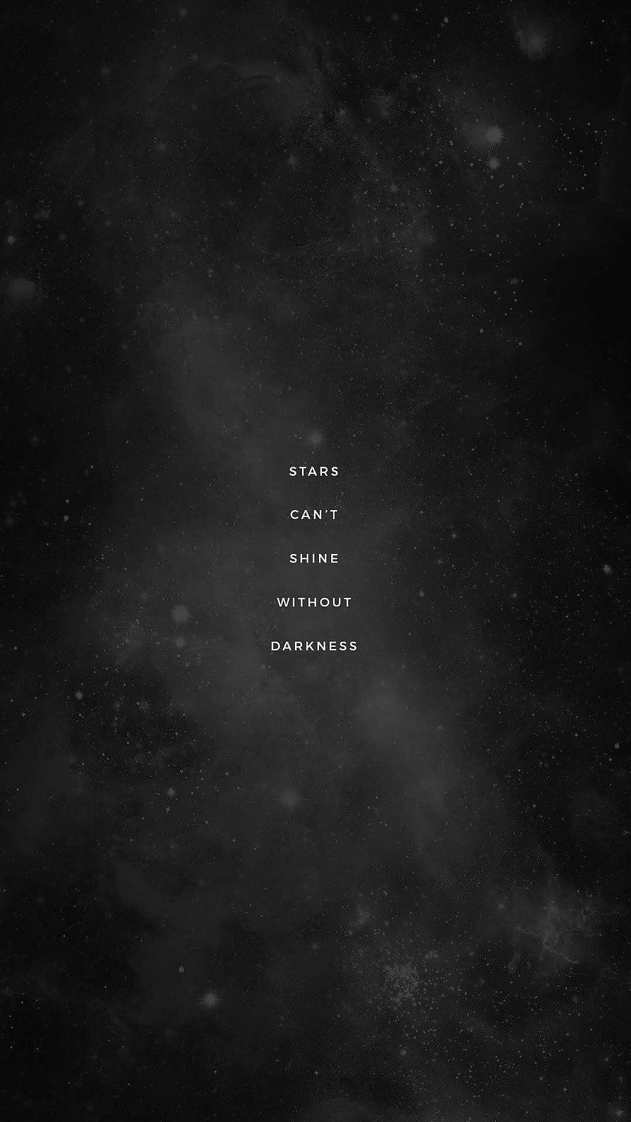 Minimalist Dark Space Wallpaper with Inspirational Quote About Stars and Darkness HD phone wallpaper