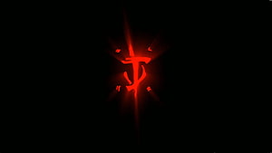 Glowing Red Doom Slayer Symbol on Black Background HD wallpaper