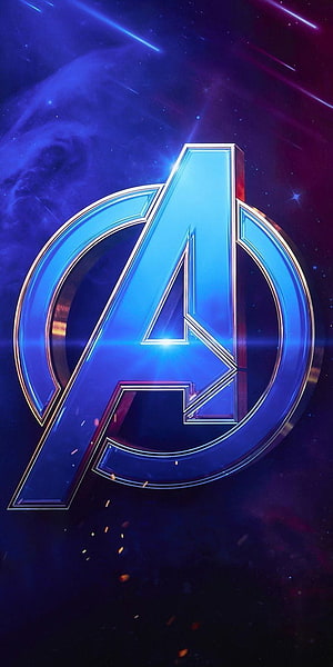 Avengers A Logo Emblem Against Cosmic Nebula Background HD phone wallpaper