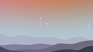 Minimalist Twilight Landscape with Rising Arrows and Starry Sky HD wallpaper