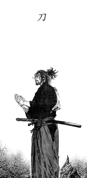 Samurai with katana in traditional robes manga style illustration, Vagabond, Musashi, Takezo, Manga HD phone wallpaper
